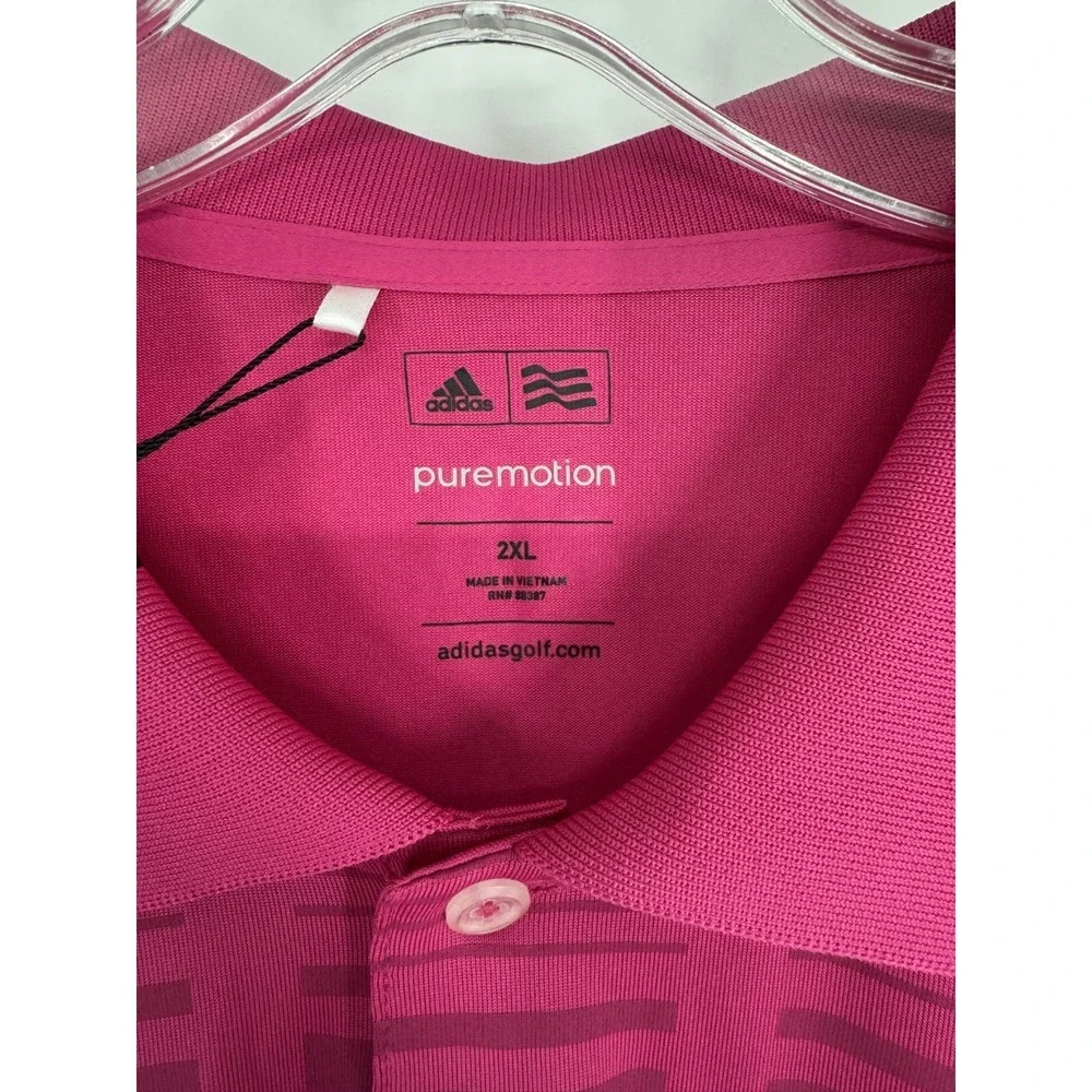 Adidas Puremotion Golf Polo Shirt Mens 2XL Performance Striped Short Sleeve